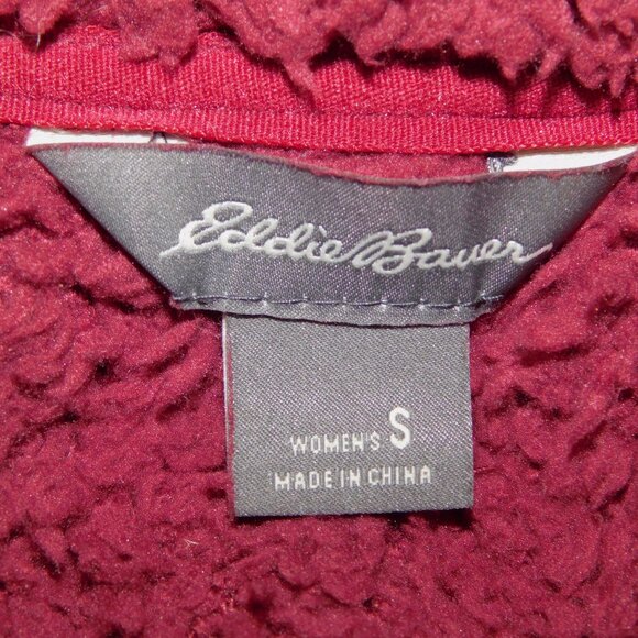 Eddie Bauer Womens S Berry Burgundy Quest Plush 2.0 1/4 Zip Teddy Fleece Sweater - Picture 4 of 7